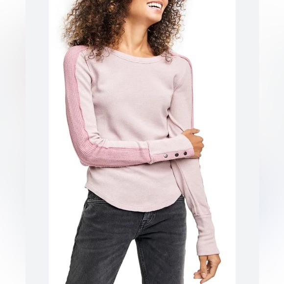 We The Free Tops - Free People We the Free Tasha Long Sleeve Thermal Top in Daytime Fireworks Small